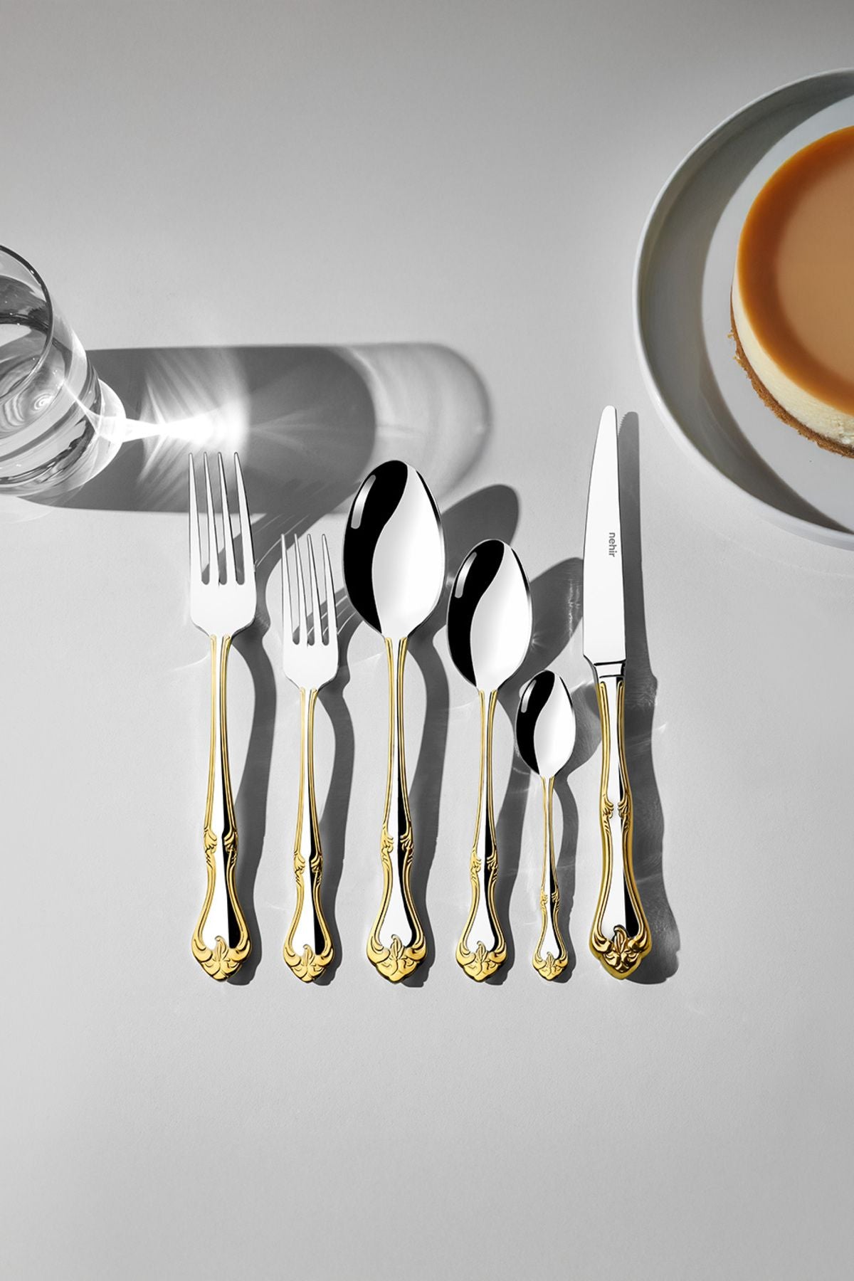 la.leia_nail　金箔 Lalezar Gold Plain 36 Piece Boxed Cutlery Set for 6 People – Nehir