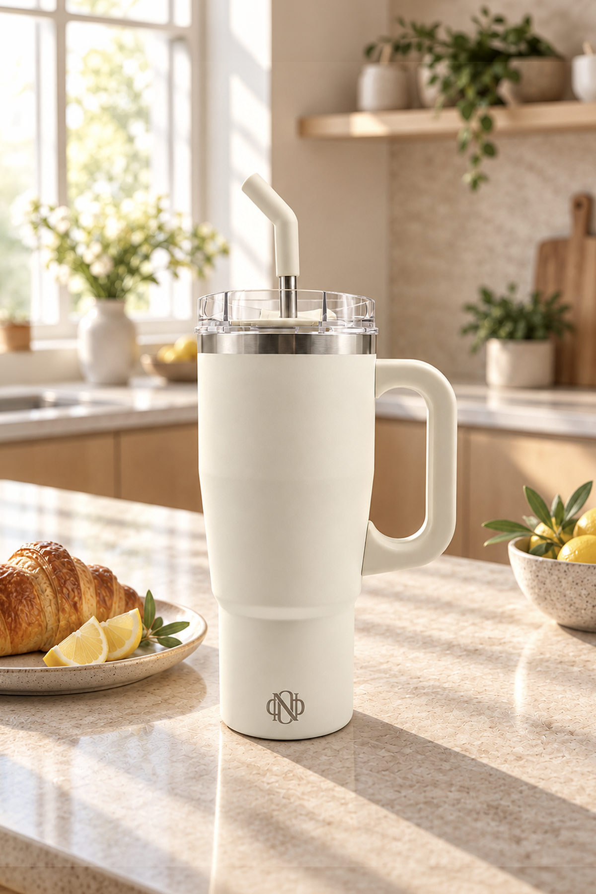 Bianca Krem Paslanmaz Çelik 0.95 Litre Pipetli Termos