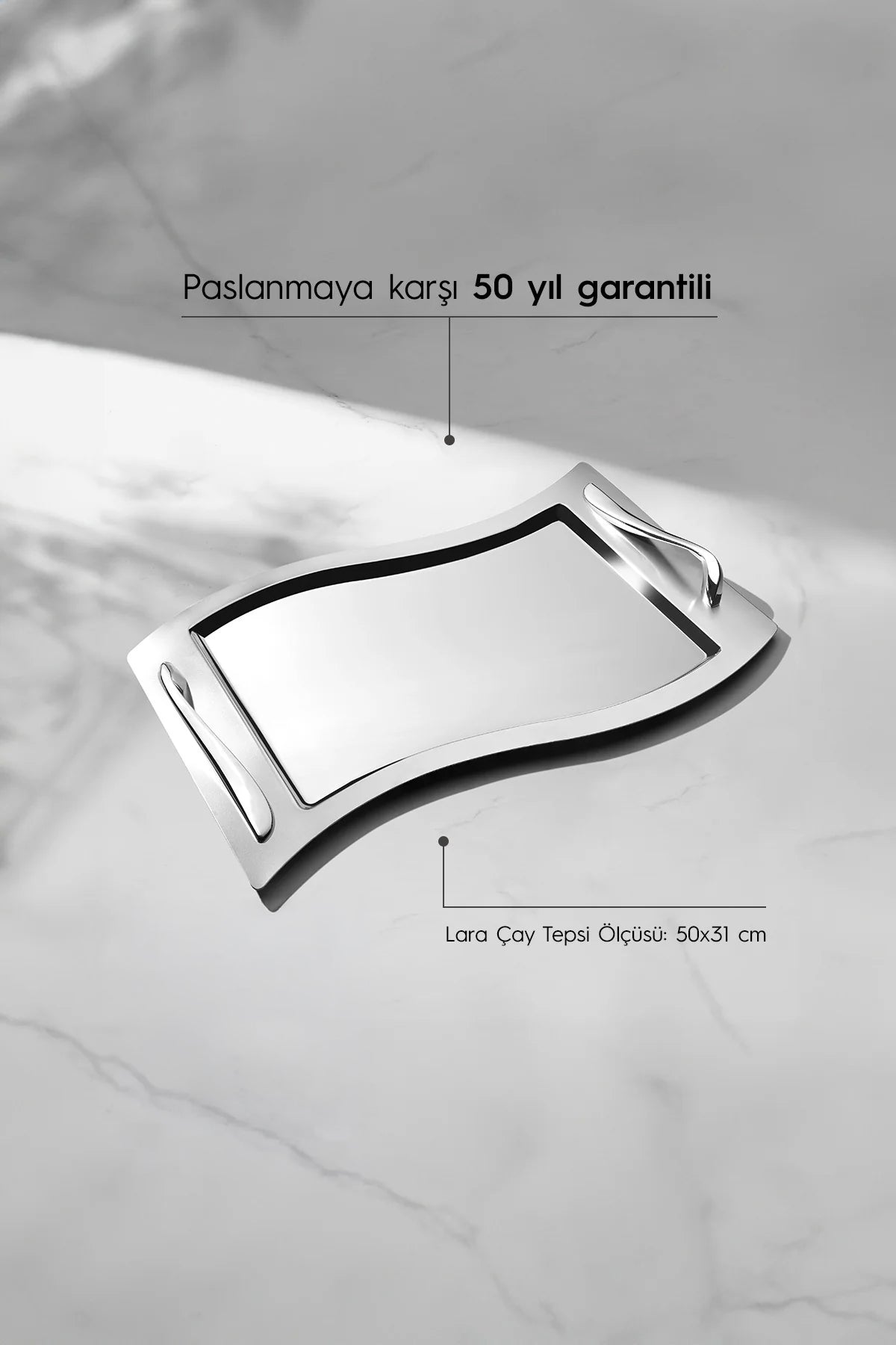 Lara 2'li Saten Çelik Tepsi Seti