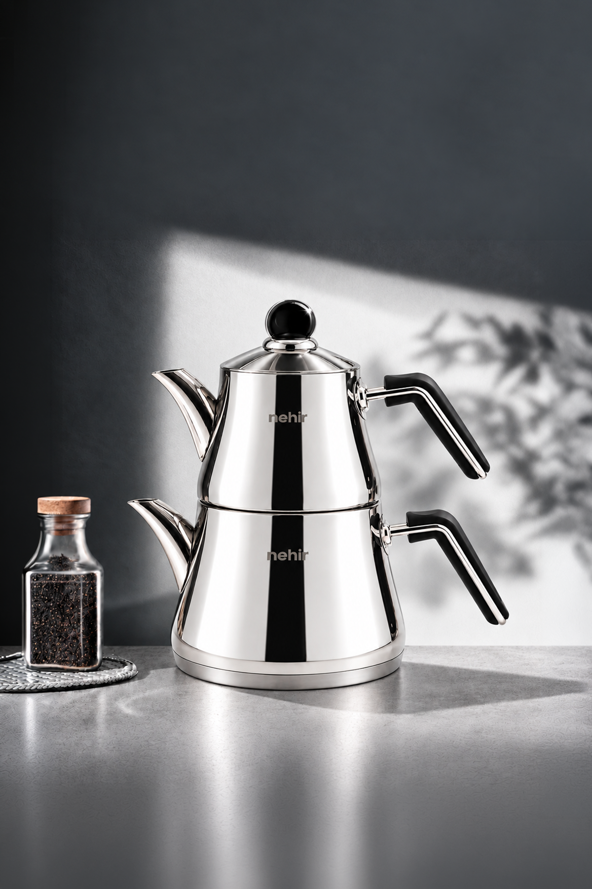 Luna Sade Midi Orta Boy Çelik Kapaklı Paslanmaz Çelik 0.75-1.50 Litre Çaydanlık Takımı
