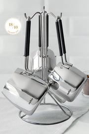 Modern 4 Piece Stainless Steel Coffee Pot Set with Stand