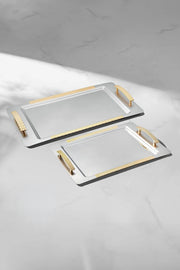 Sırma 2-Piece Gold Satin Steel Tray Set