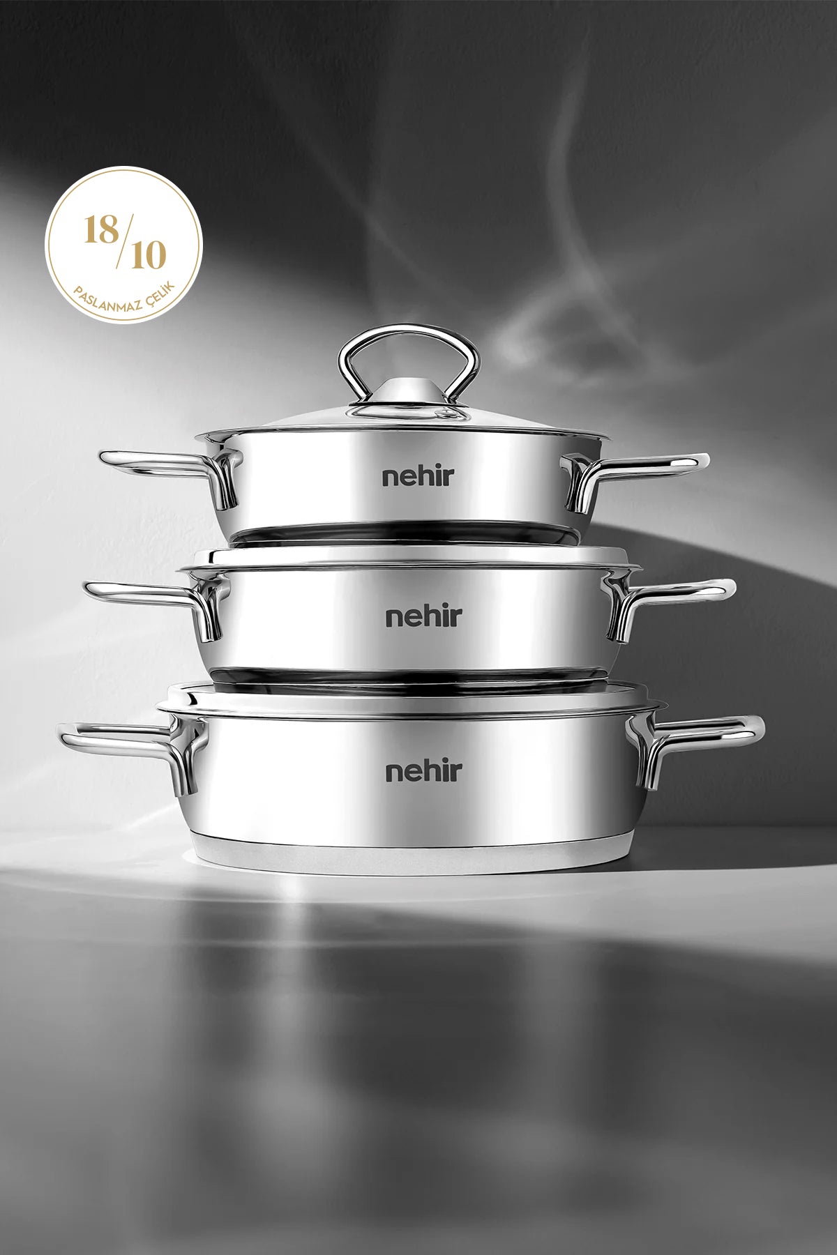 Silver 6 Parça Paslanmaz Çelik Sahan Seti (16-18-20 Cm)