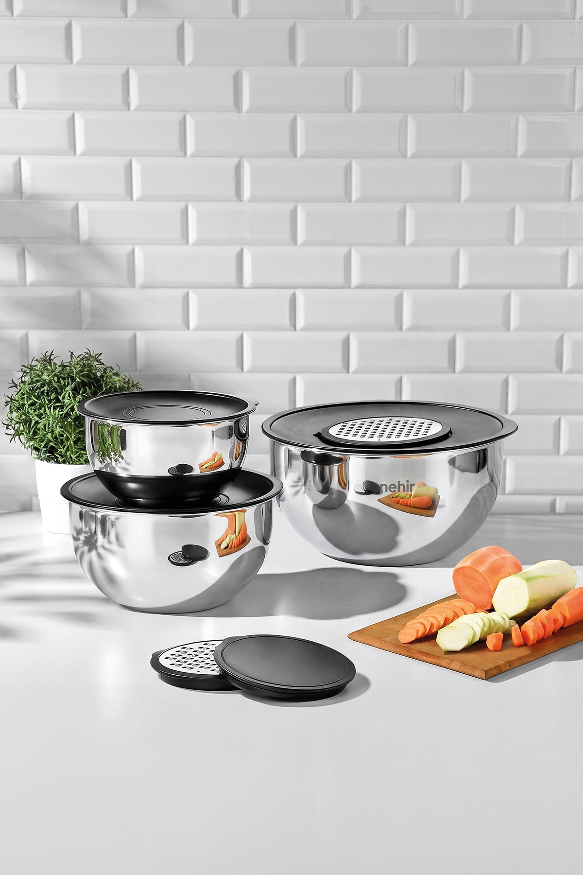 Silver Çelik Sade 9 Parça Rendeli Karıştırma Kabı Takımı