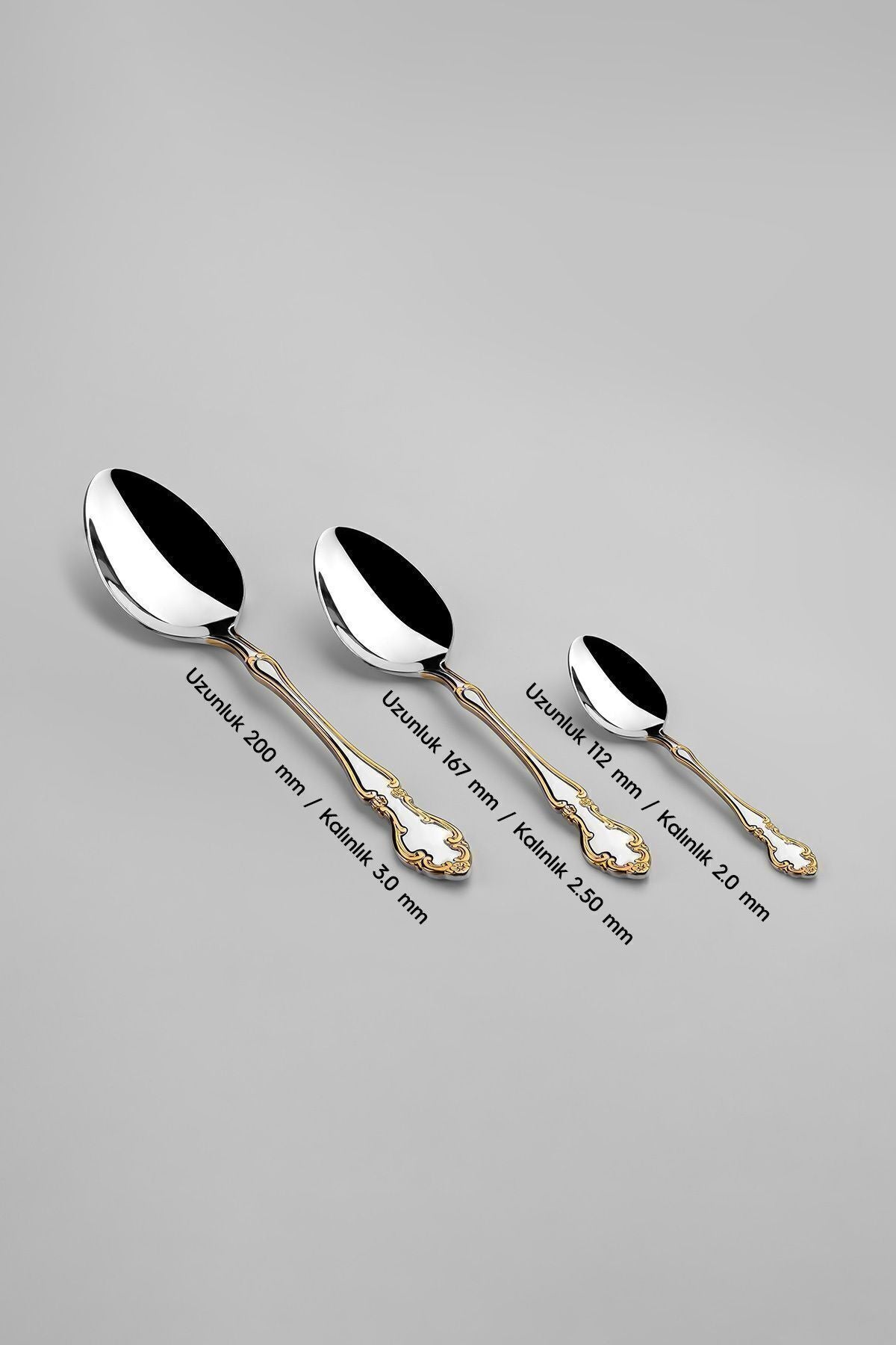 Adriana Altın Sade 12 Kişilik 72 Parça Kutulu Çatal Kaşık Bıçak Takımı