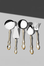 Adriana Altın Sade 5 Parça Paslanmaz Çelik Servis Takımı