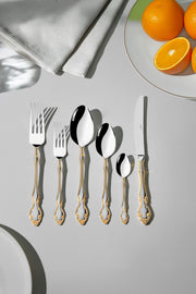 Adriana Altın Saten 12 Kişilik 72 Parça Kutulu Çatal Kaşık Bıçak Takımı