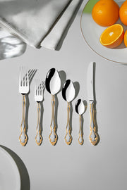 Adriana Altın Saten 12 Kişilik 72 Parça Kutulu Çatal Kaşık Bıçak Takımı