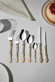 Adriana Altın Saten 12 Kişilik 84 Parça Kutulu Çatal Kaşık Bıçak Takımı