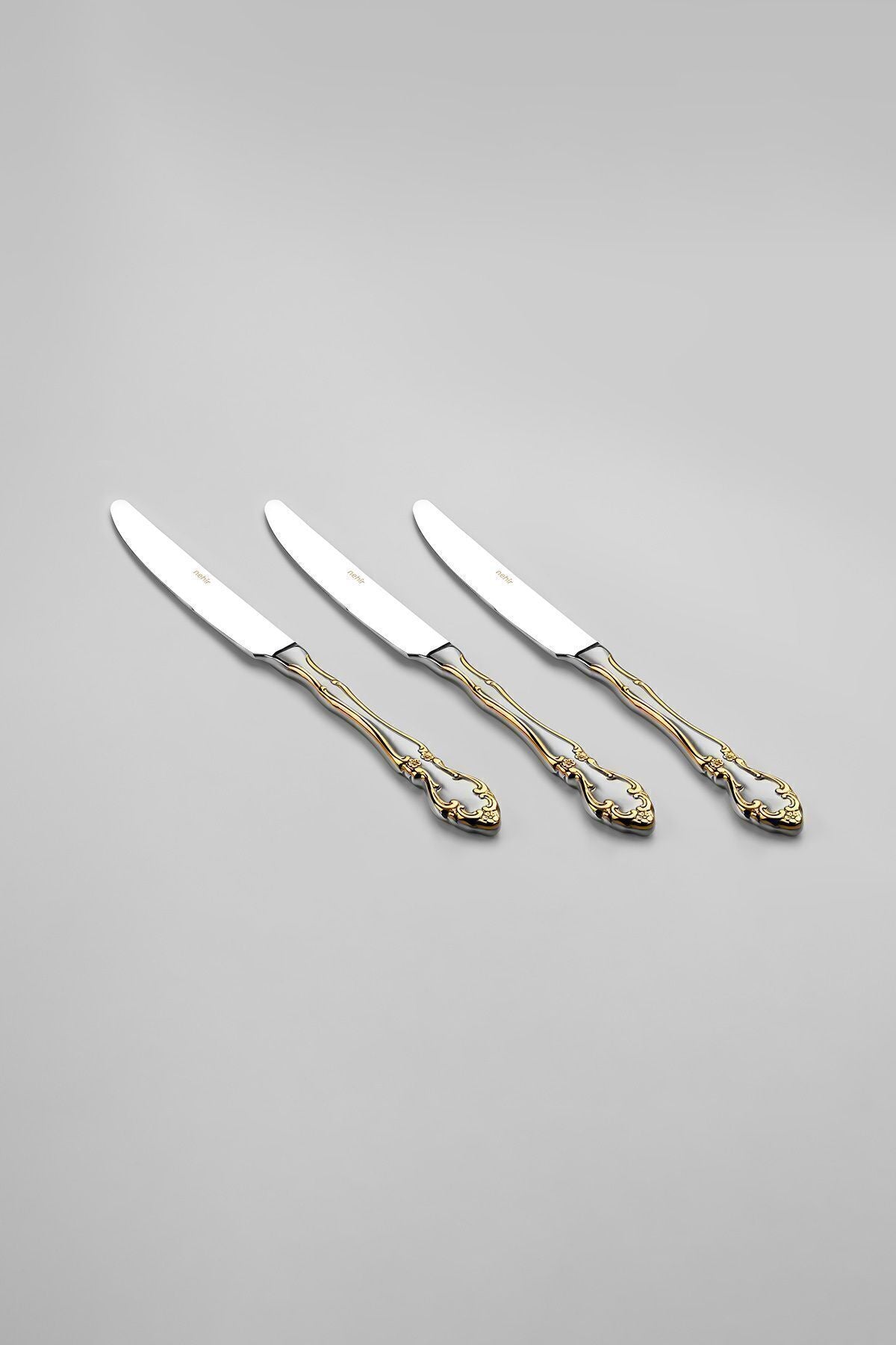 Adriana Altın Saten 6 Kişilik 36 Parça Kutulu Çatal Kaşık Bıçak Takımı