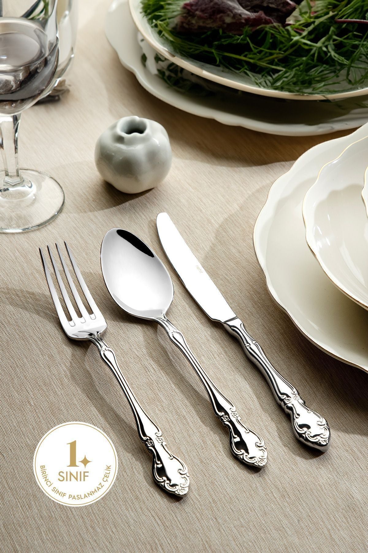 Adriana Sade 12 Kişilik 89 Parça Deri Kutulu Çatal Kaşık Bıçak Takımı