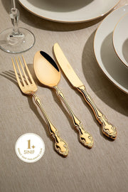 Adriana Full Altın 12 Kişilik 89 Parça Deri Kutulu Çatal Kaşık Bıçak Takımı