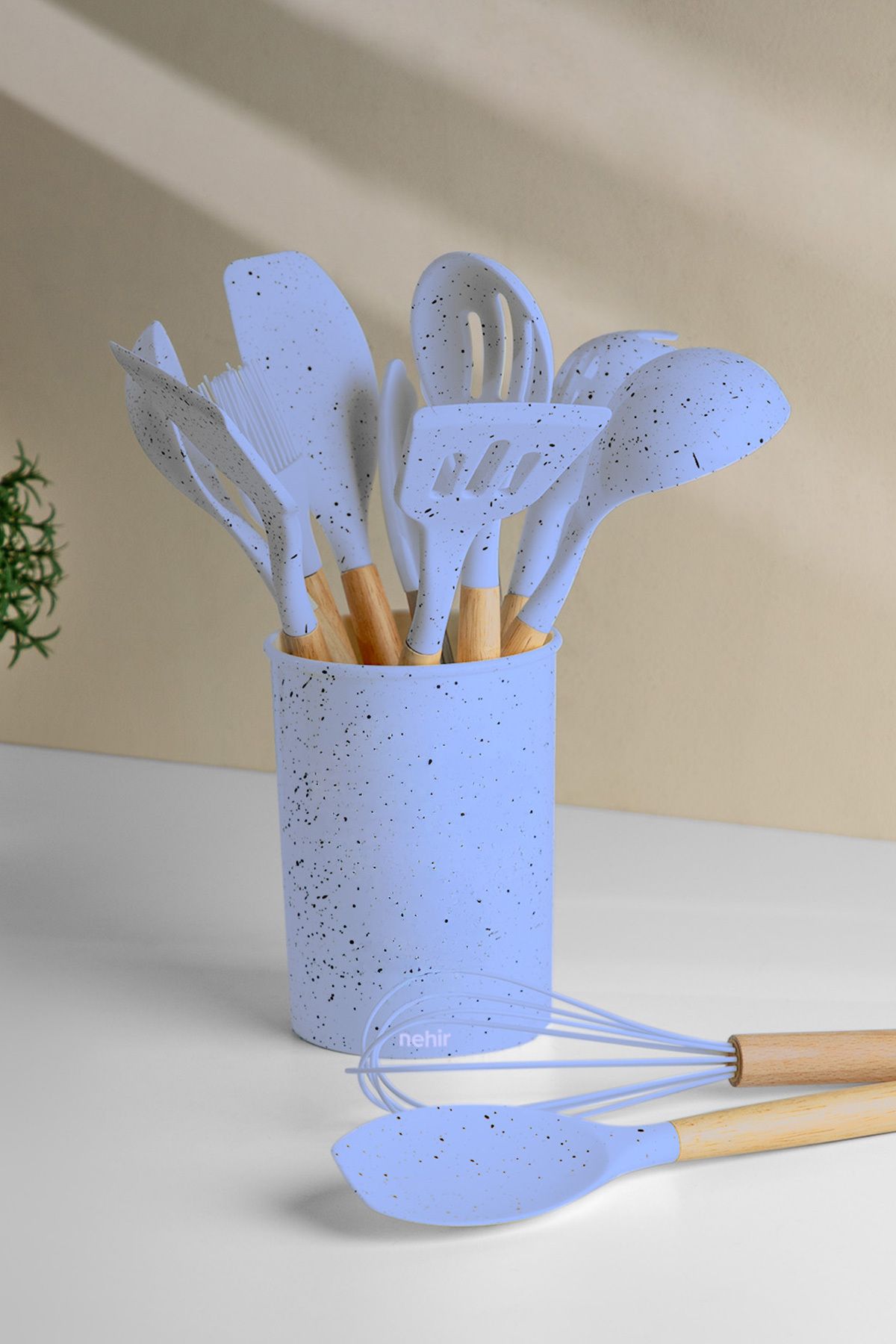 Angela Blue Ahşap Silikon 12 Parça Servis Takımı