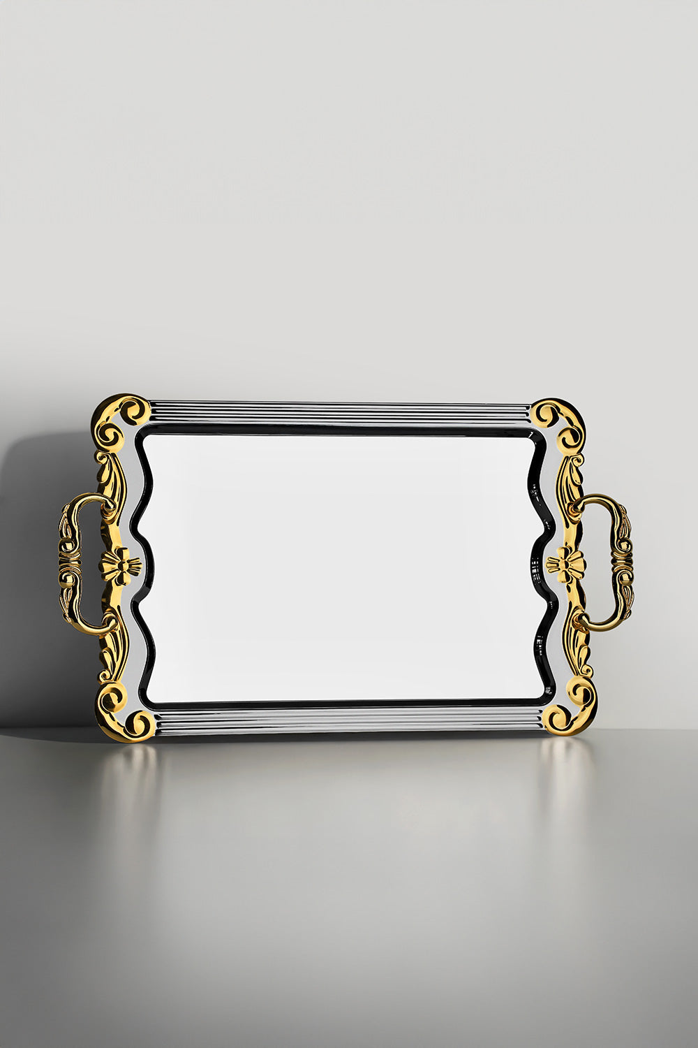 Babil Altın Saten Çelik Çay Tepsi