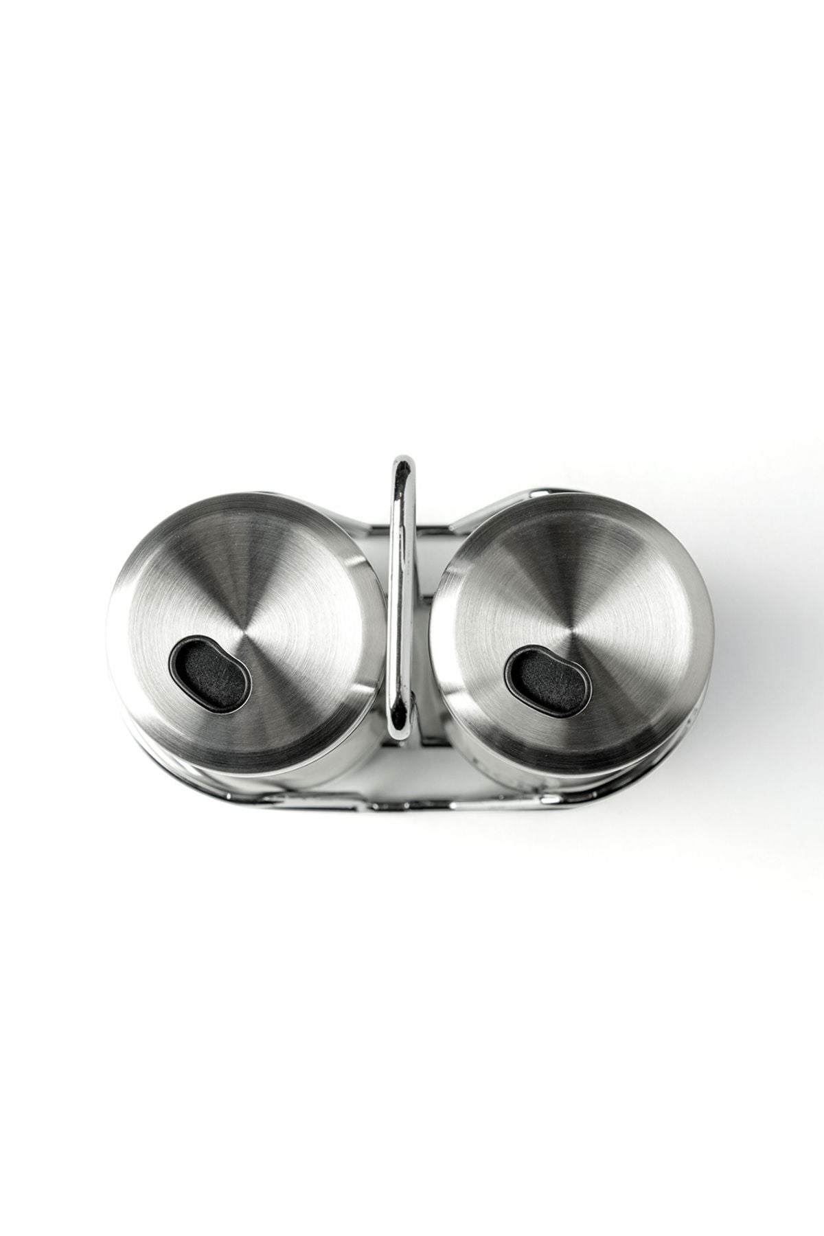 Burgulu Standlı 2 Parça Paslanmaz Çelik Baharatlık Seti