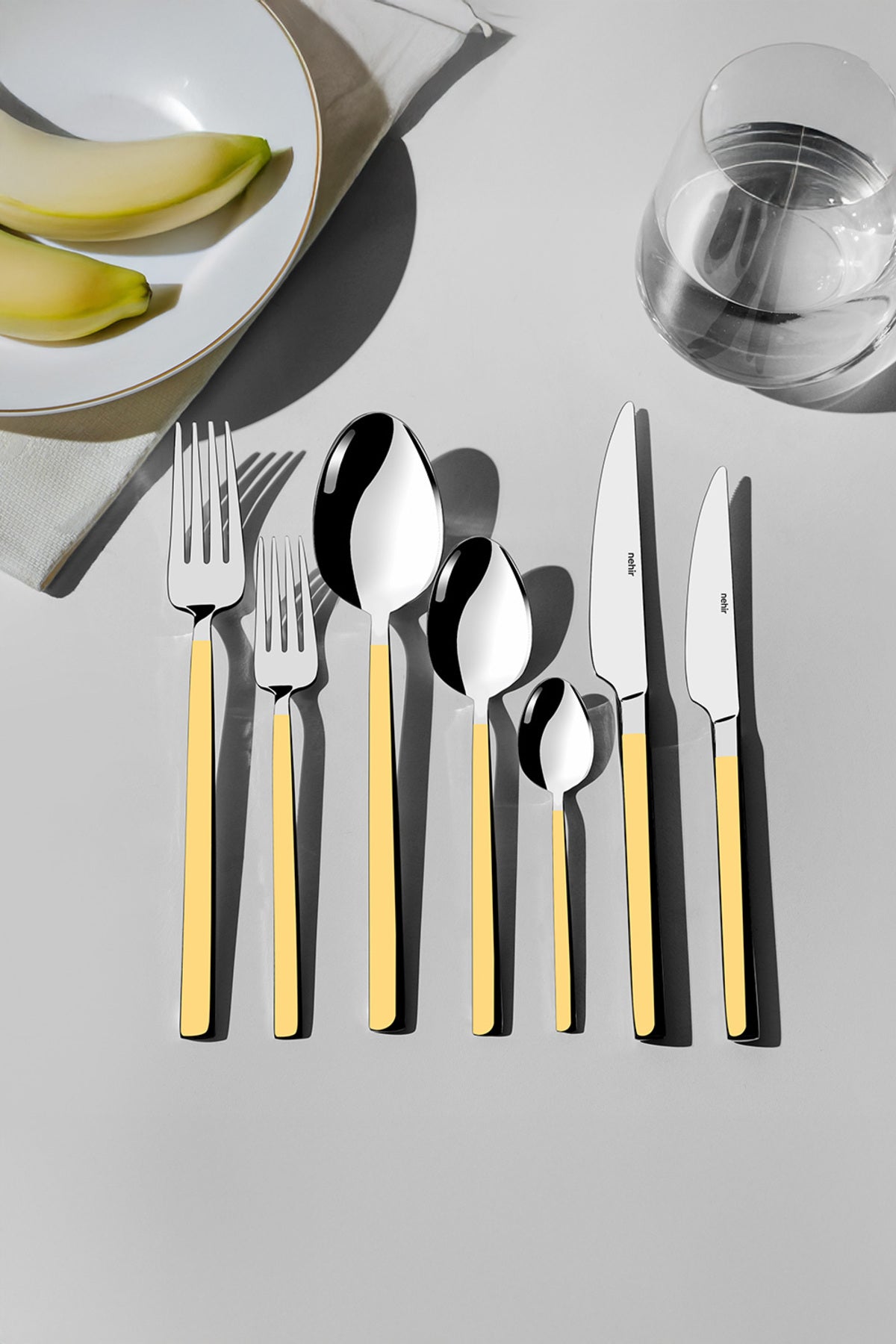 Dalyan Altın Sade 12 Kişilik 89 Parça Deri Kutulu Çatal Kaşık Bıçak Takımı