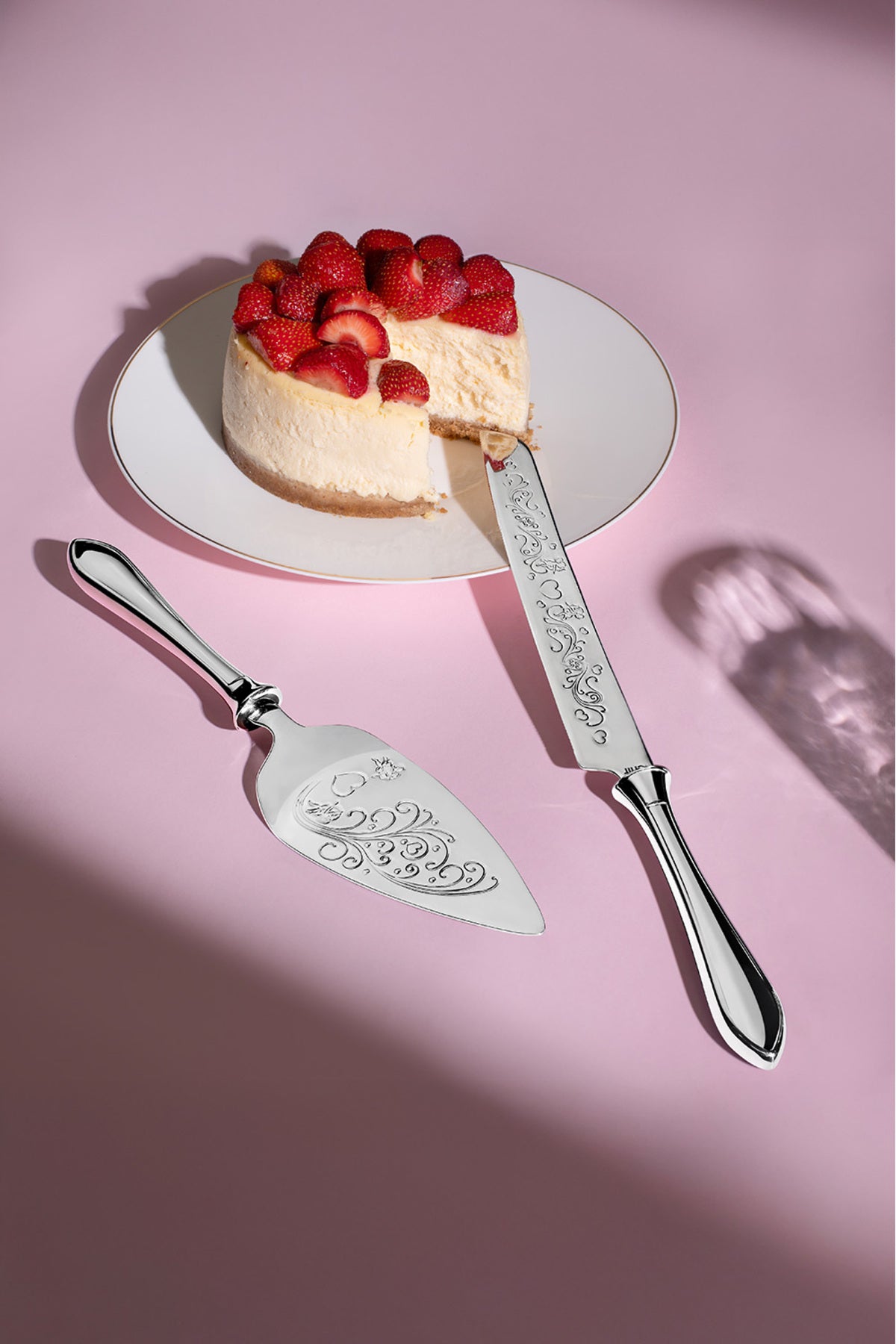 Defne Sade 2 Parça Paslanmaz Çelik Kek Servis Seti