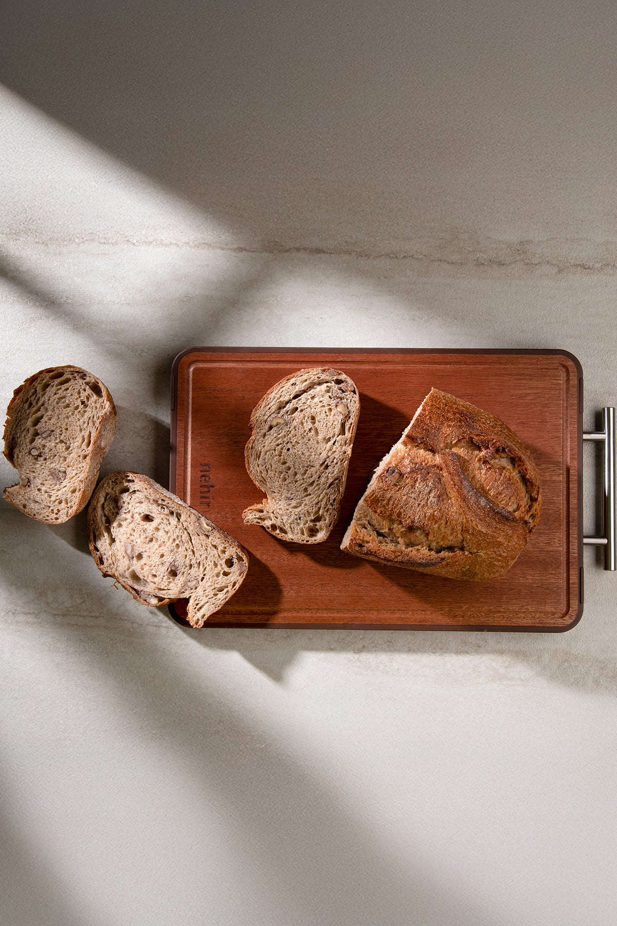 Dublin Paslanmaz Çelik ve Abanoz Çift Taraflı Kesme Tahtası