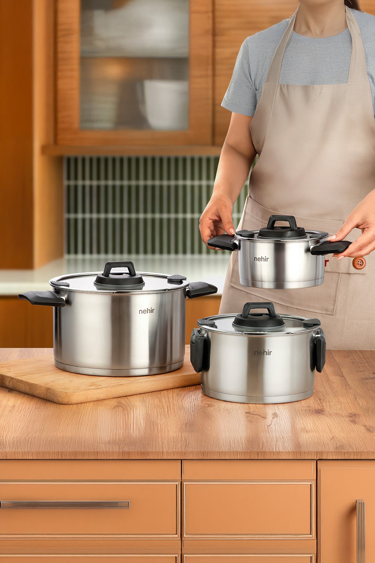 Elena Saten 6 Parça Derin Tencere Set