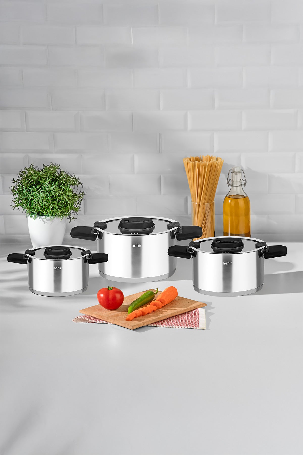 Elena Saten 6 Parça Derin Tencere Set