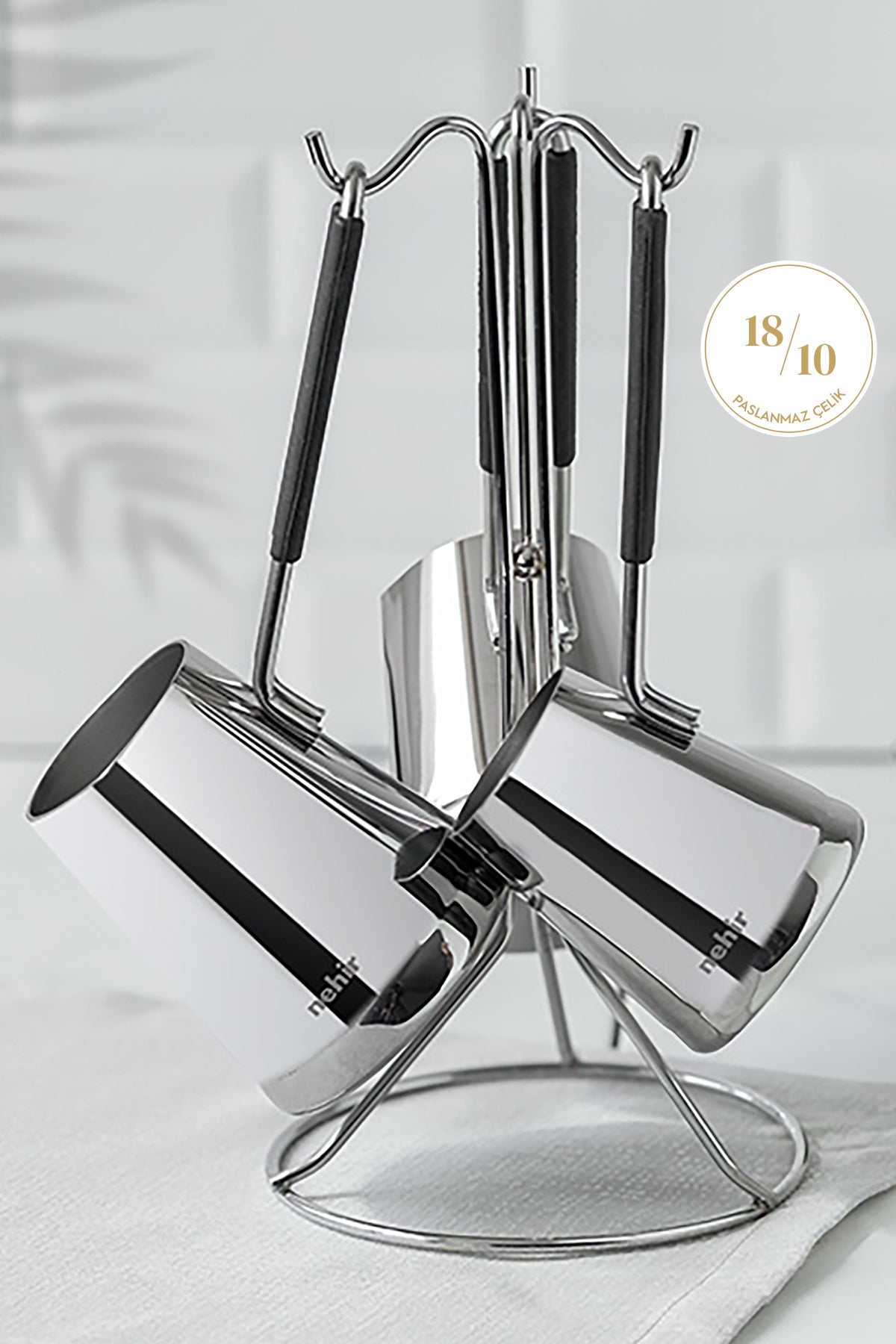 Everest 4 Parça Standlı Paslanmaz Çelik Cezve Seti