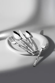 Flora Beyaz 6 Kişilik Desenli 30 Parça Kutulu Çatal Kaşık Bıçak Takımı