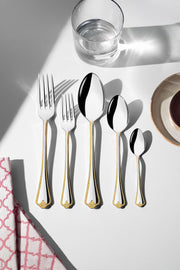 Fulya Altın Sade 12 Kişilik 60 Parça Kutulu Çatal Kaşık Takımı