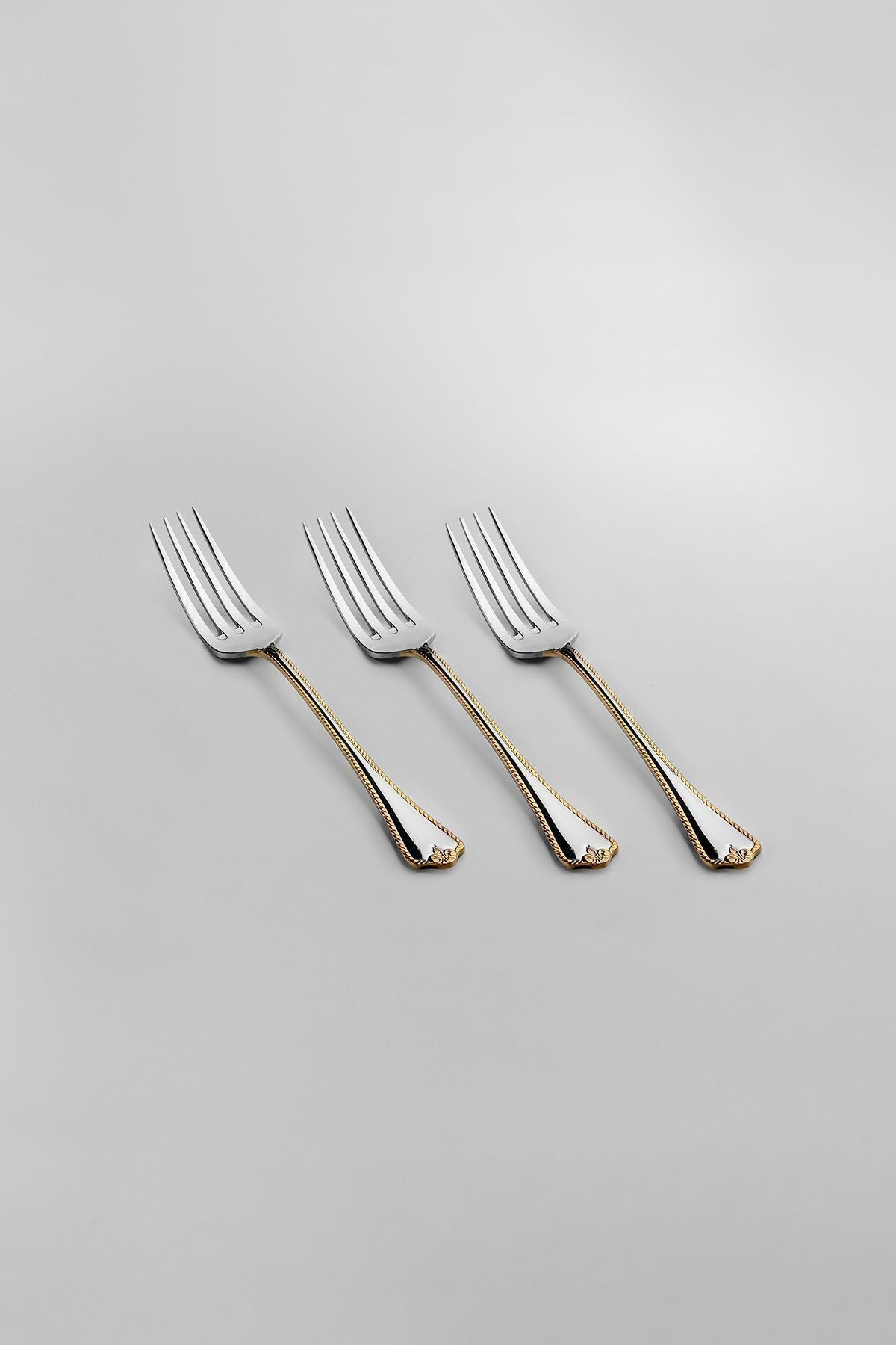 Fulya Altın Sade 12 Kişilik 60 Parça Kutulu Çatal Kaşık Takımı