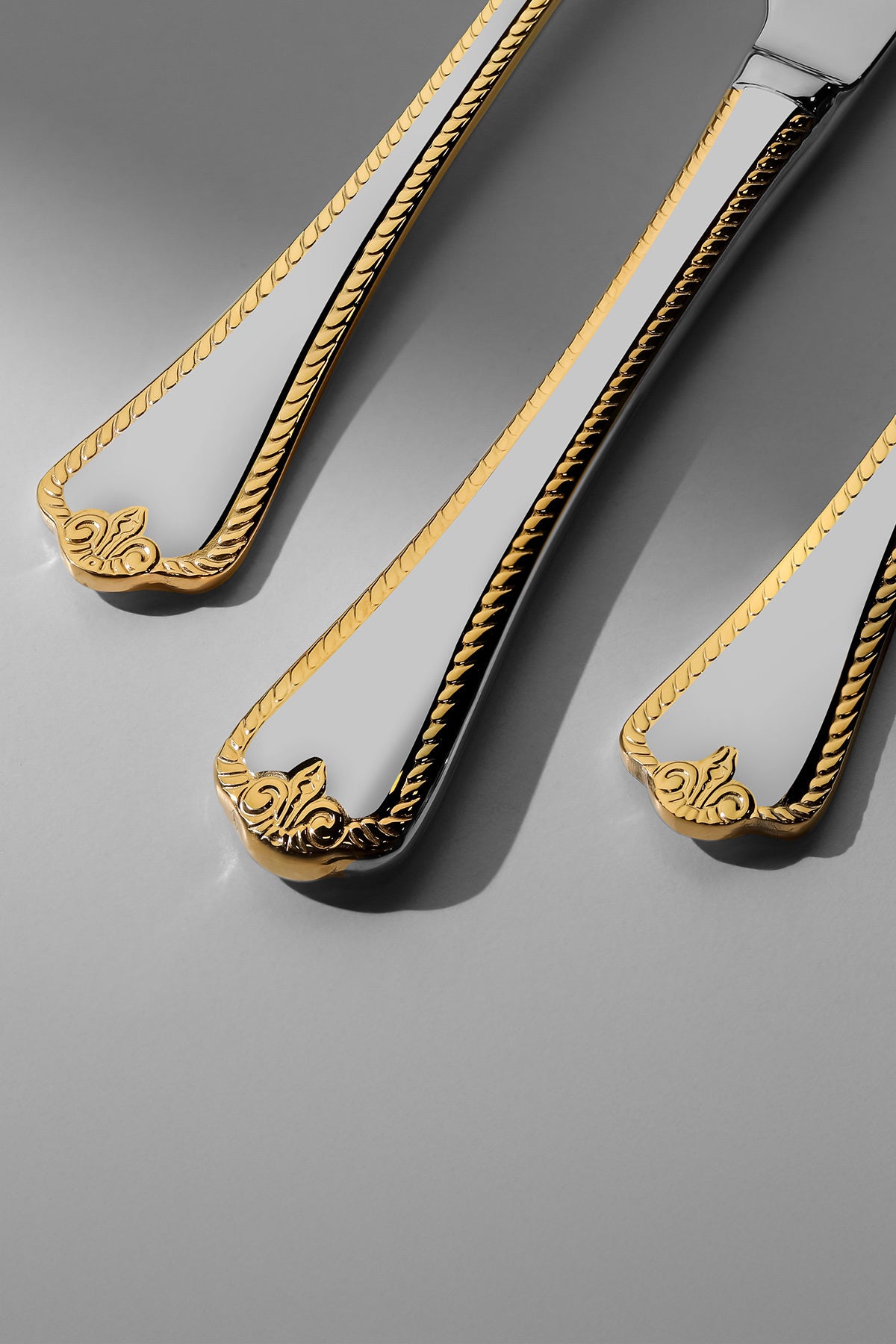 Fulya Altın Sade 12 Kişilik 72 Parça Kutulu Çatal Kaşık Bıçak Takımı