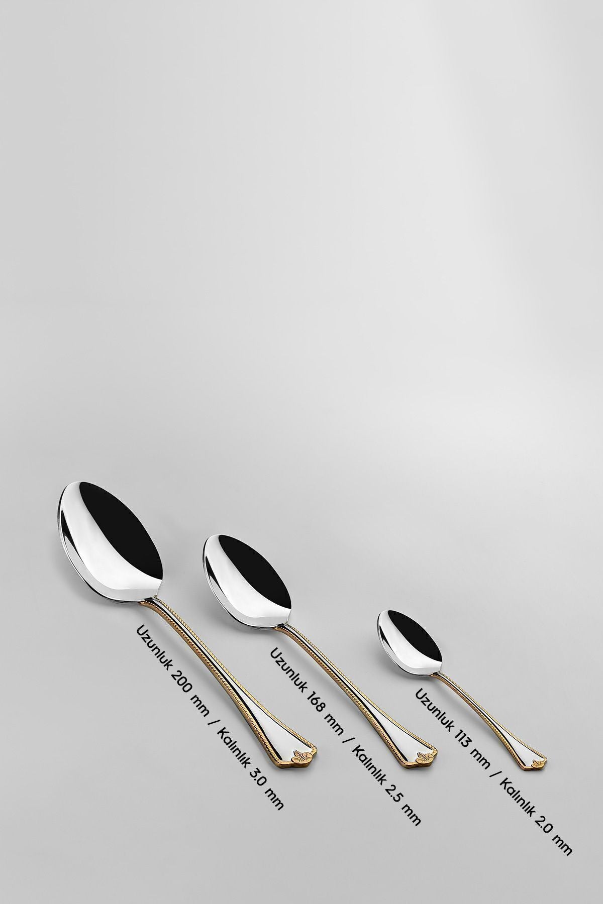 Fulya Altın Sade 6 Kişilik 30 Parça Kutulu Çatal Kaşık Takımı