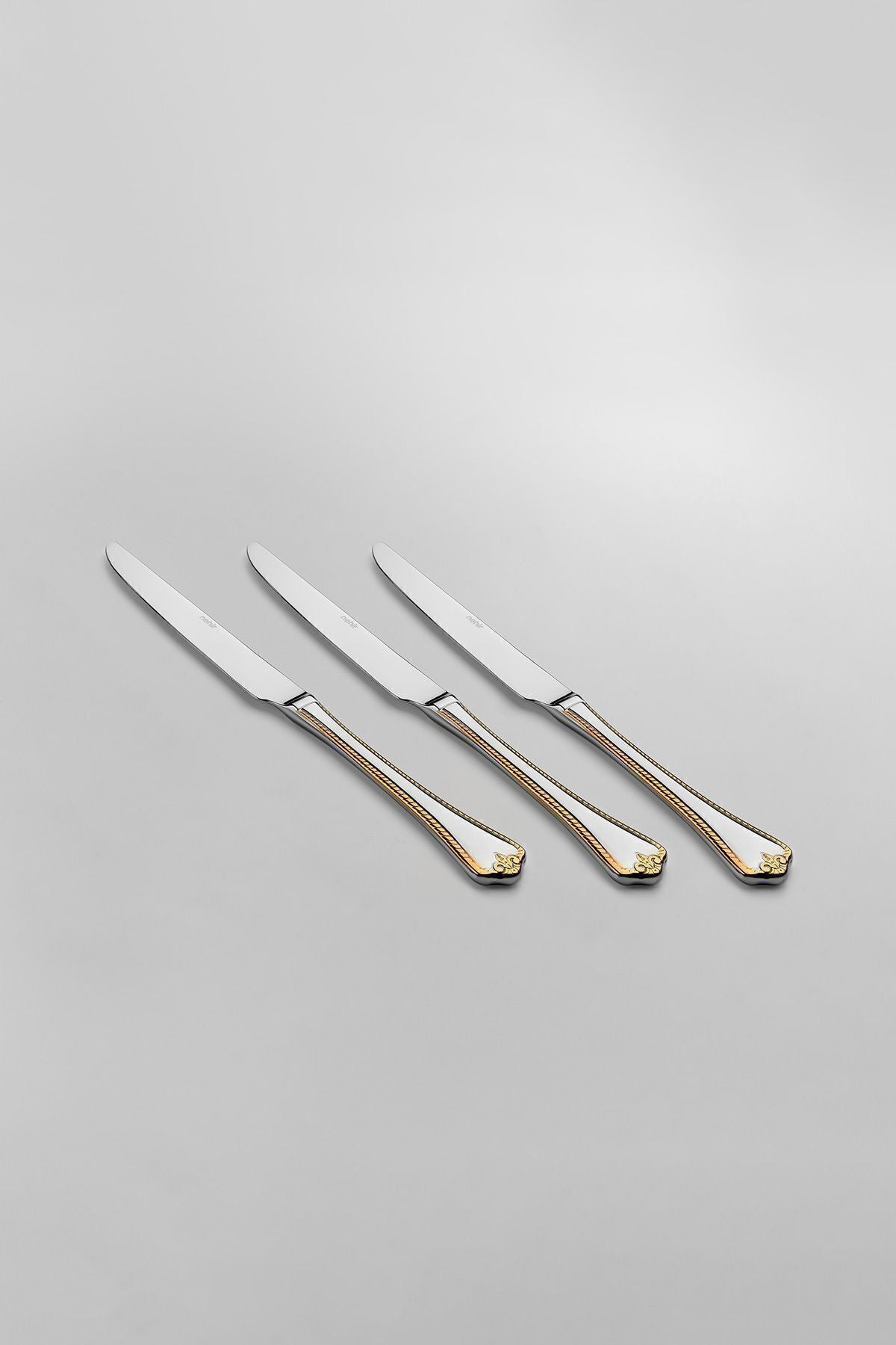 Fulya Altın Sade 6 Kişilik 36 Parça Kutulu Çatal Kaşık Bıçak Takımı