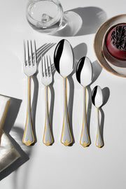 Fulya Altın Saten 6 Kişilik 30 Parça Kutulu Çatal Kaşık Takımı