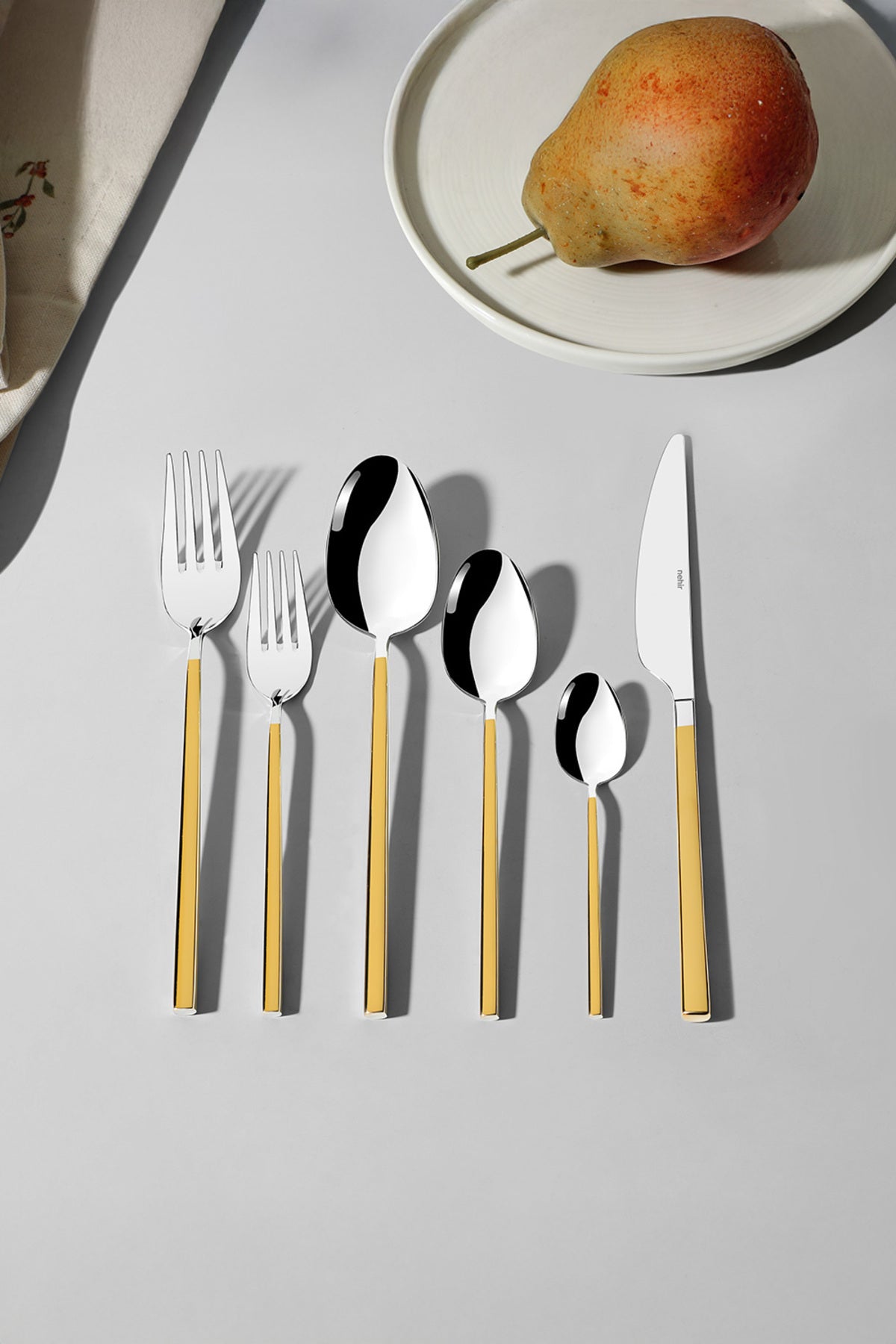 Gloria Altın Sade 6 Kişilik 36 Parça Kutulu Çatal Kaşık Bıçak Takımı