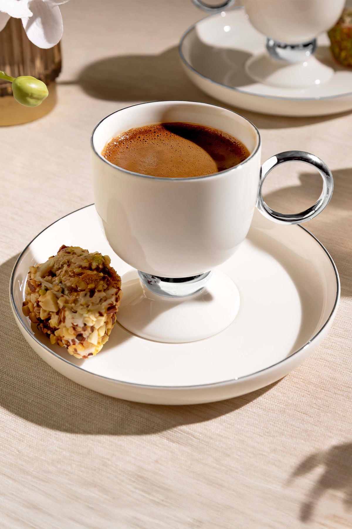 Karmen 6-Person 12-Piece Platinum Porcelain Coffee Cup Set