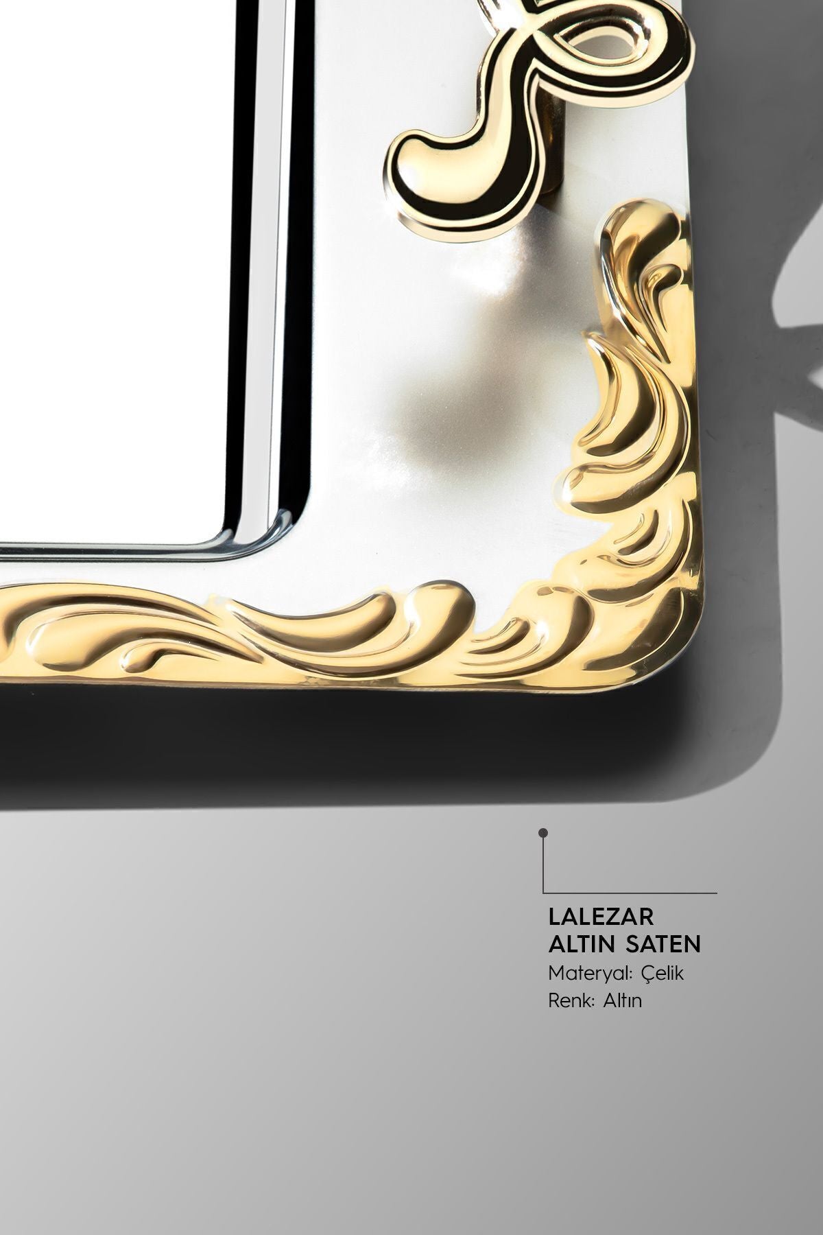 Lalezar 2'li Altın Saten Çelik Tepsi Seti