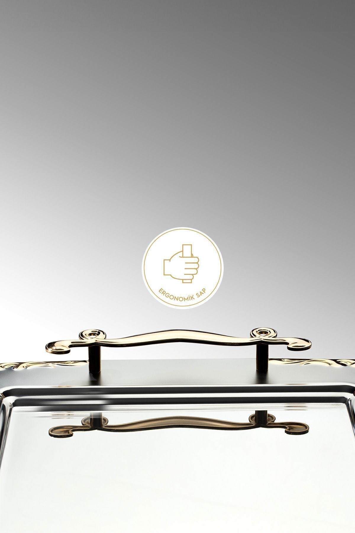 Lalezar 2'li Altın Saten Çelik Tepsi Seti