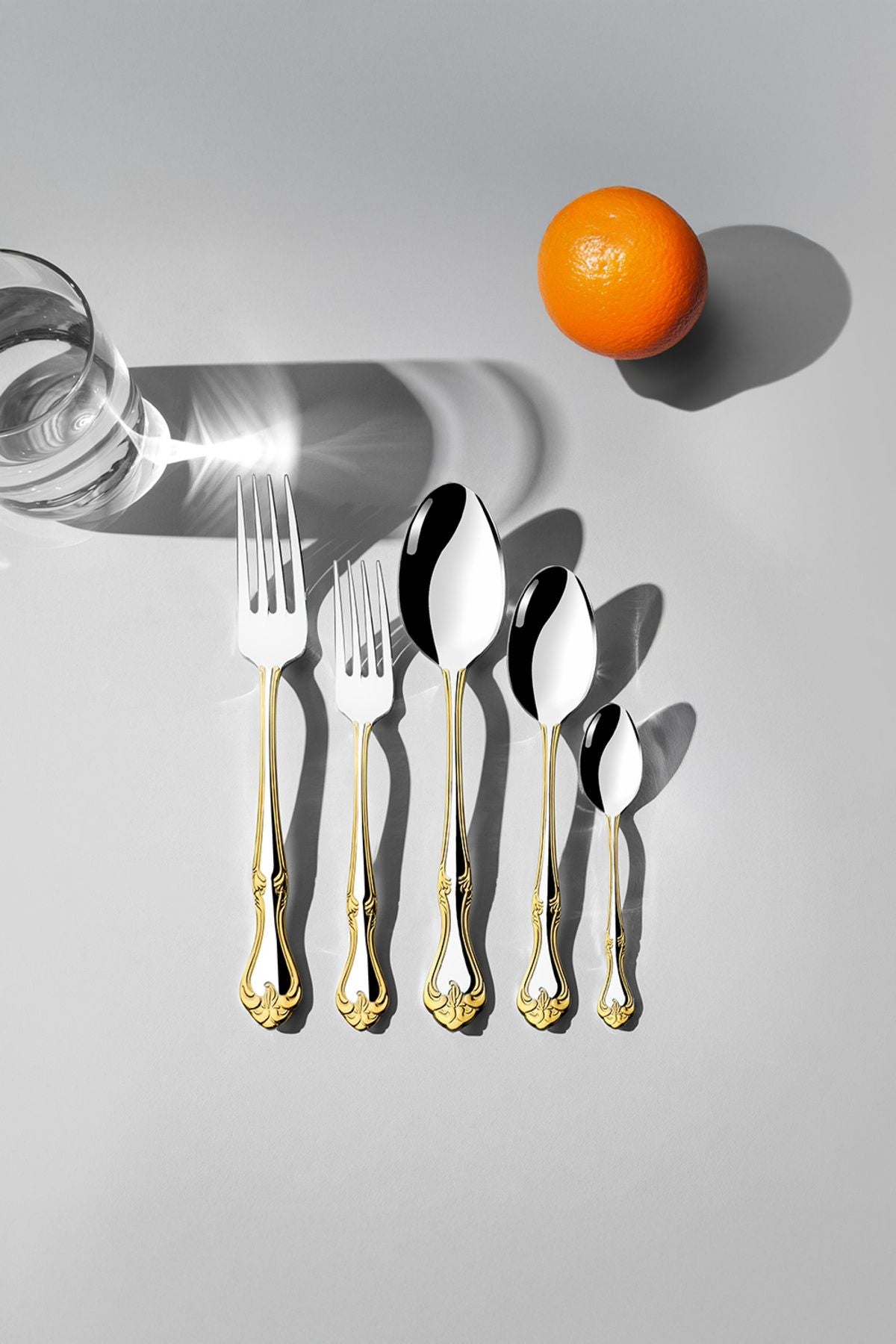 Lalezar Altın Sade 12 Kişilik 60 Parça Kutulu Çatal Kaşık Takımı