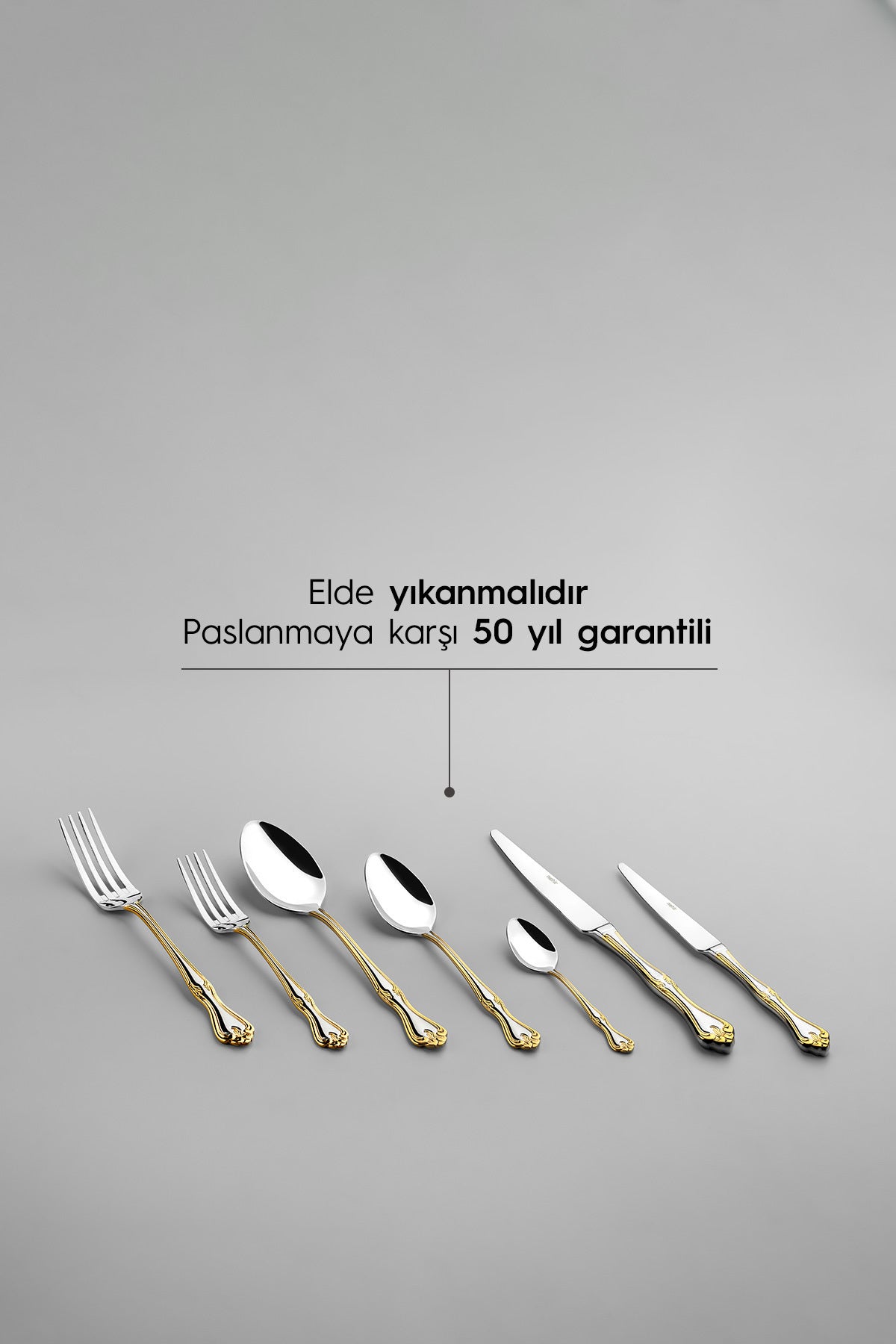 Lalezar Altın Sade 12 Kişilik 89 Parça Deri Kutulu Çatal Kaşık Bıçak Takımı