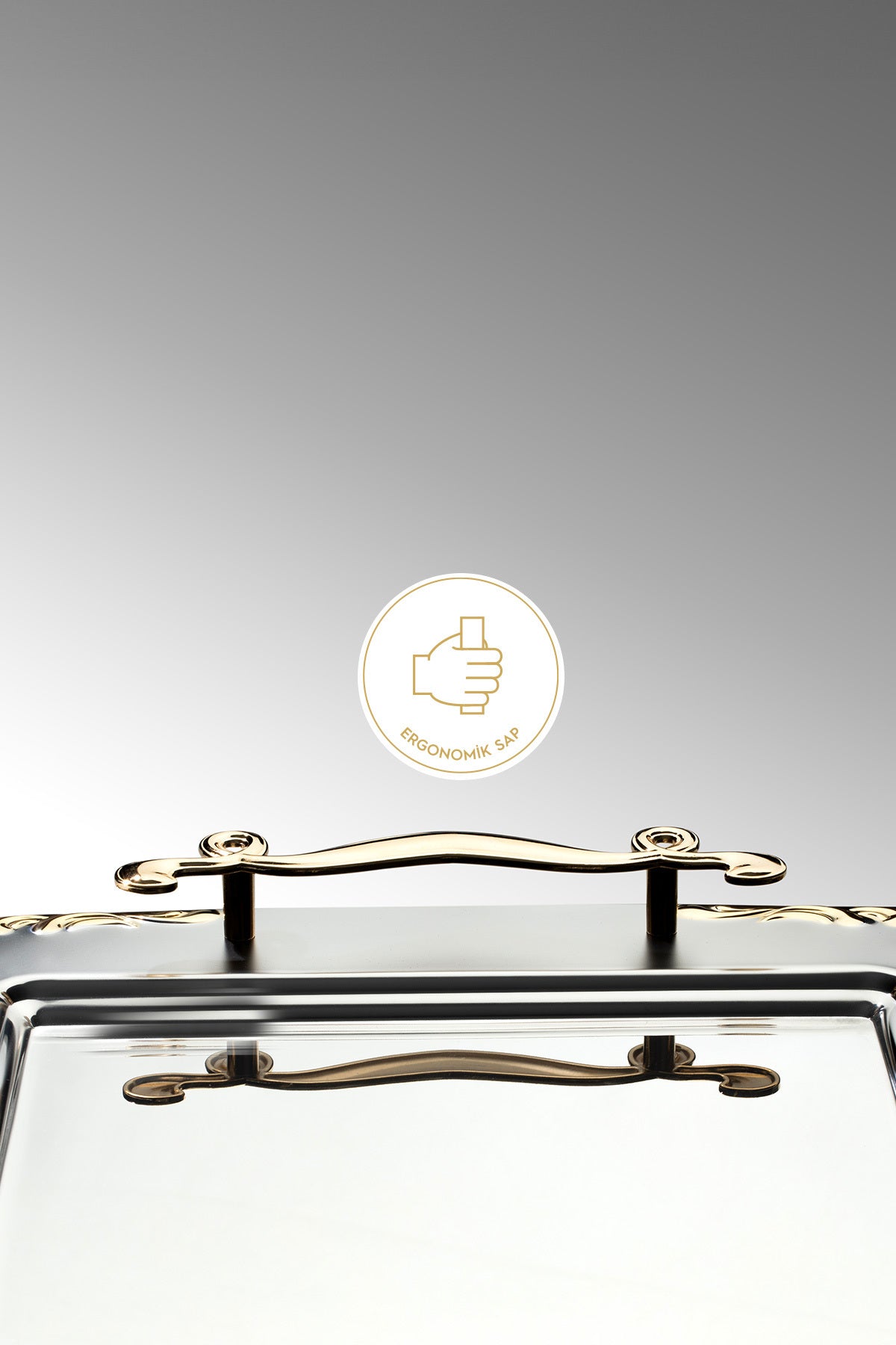 Lalezar Altın Sade Çelik Çay Tepsi