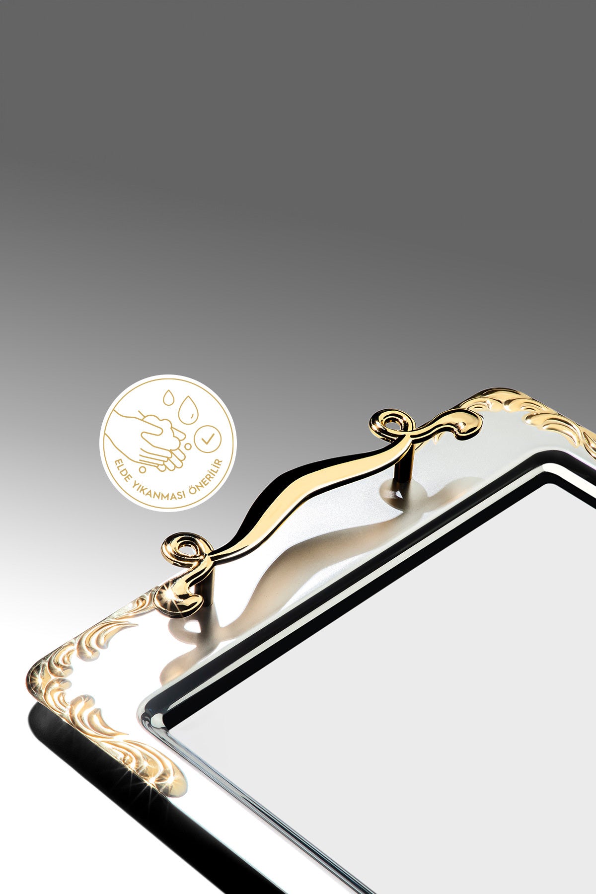 Lalezar Gold Satin Steel Tea Tray