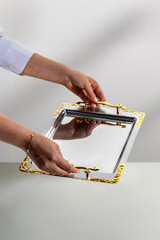 Lalezar Altın Saten Çelik Kahve Tepsi