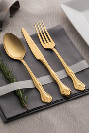 Lalezar Full Gold 12 Person 89 Piece Cutlery Set with Leather Box