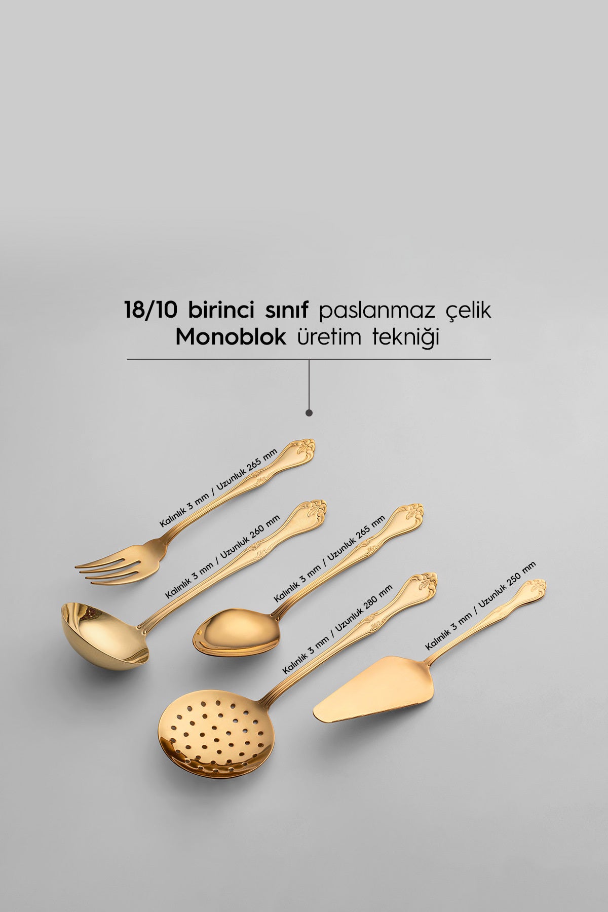 Lalezar Full Altın 5 Parça Paslanmaz Çelik Servis Takımı