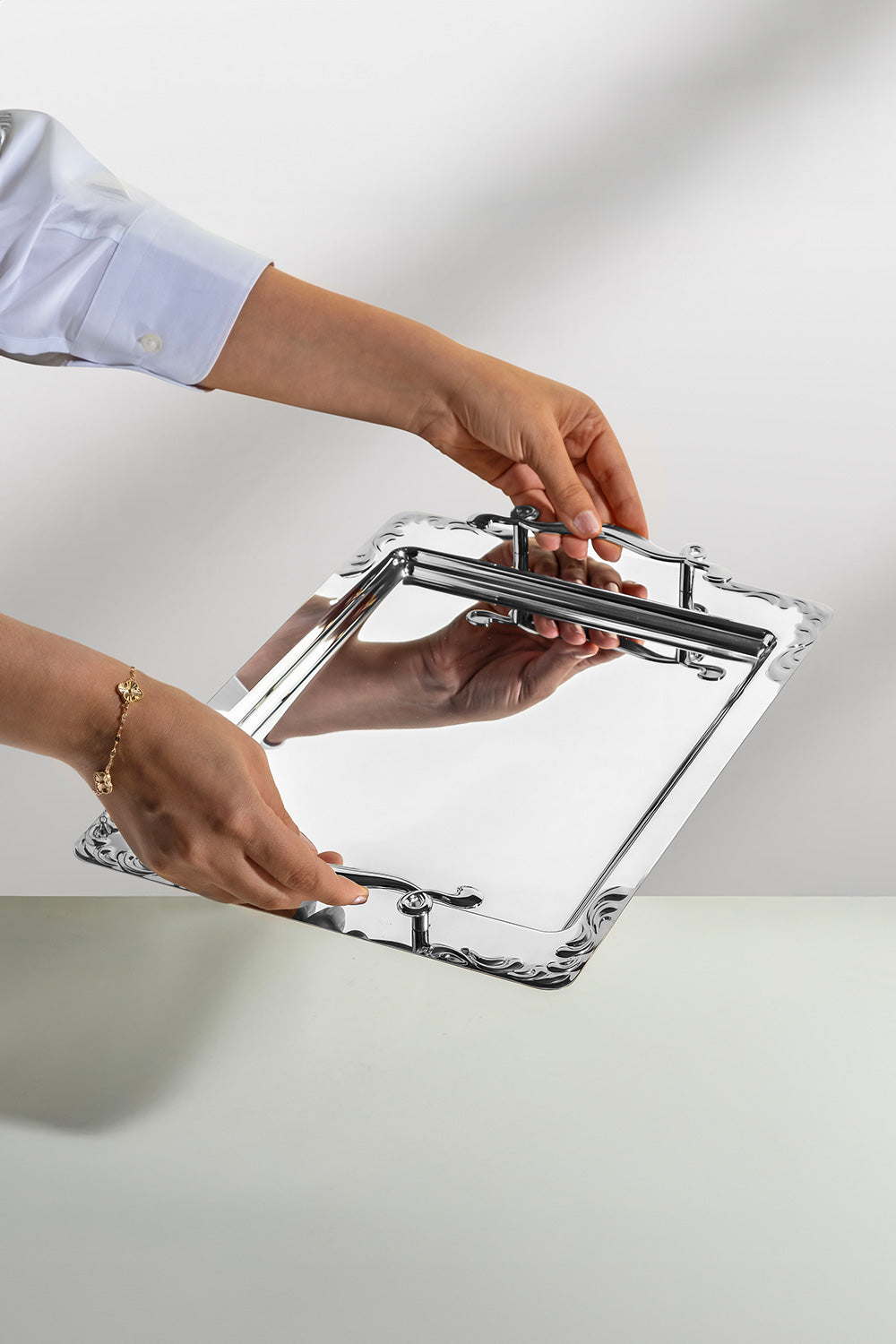 Lalezar Sade Çelik Kahve Tepsi