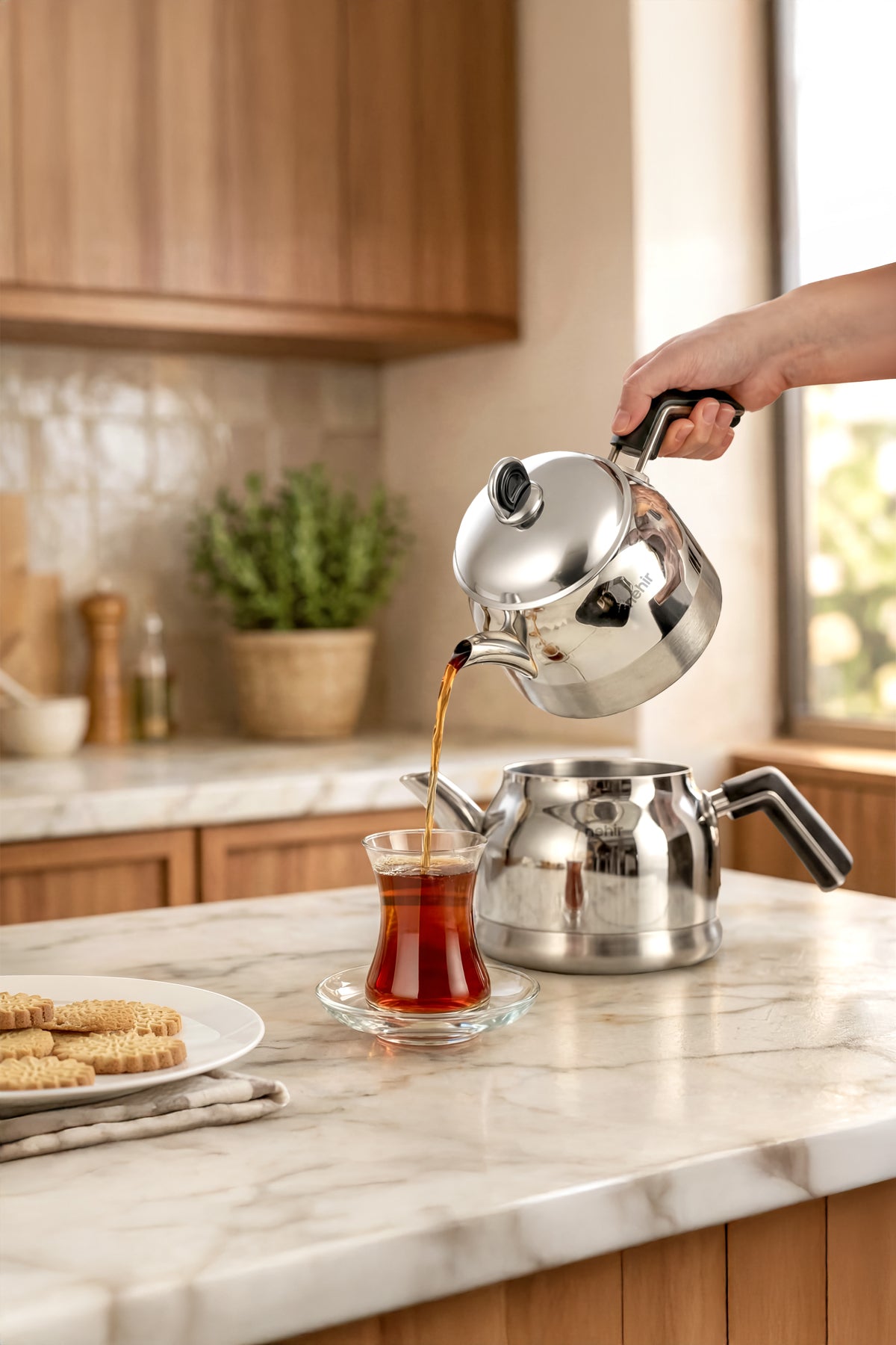 Lamia Midi Orta Boy Paslanmaz Çelik 1.10-2.25 Lt. Çaydanlık Takımı