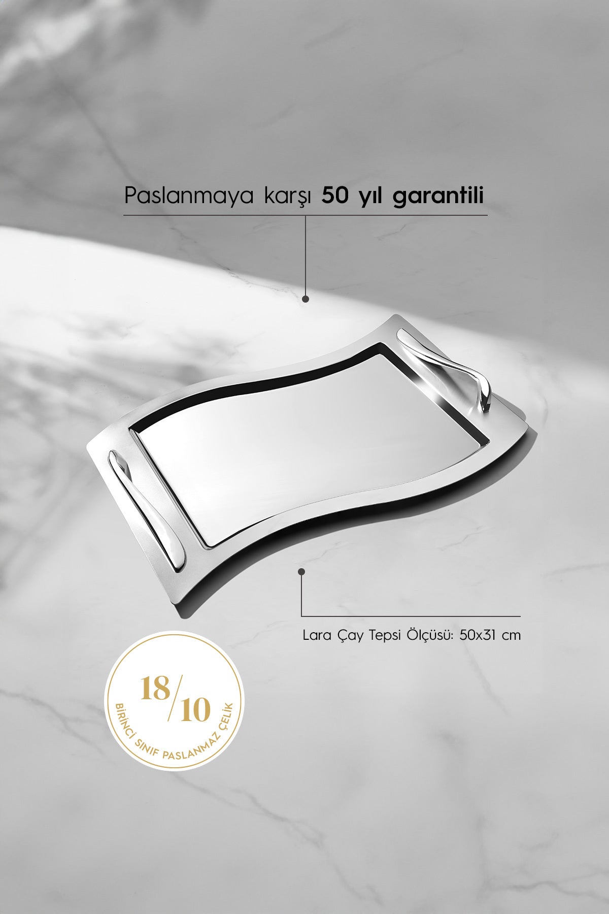 Lara 2'li Saten Çelik Tepsi Seti