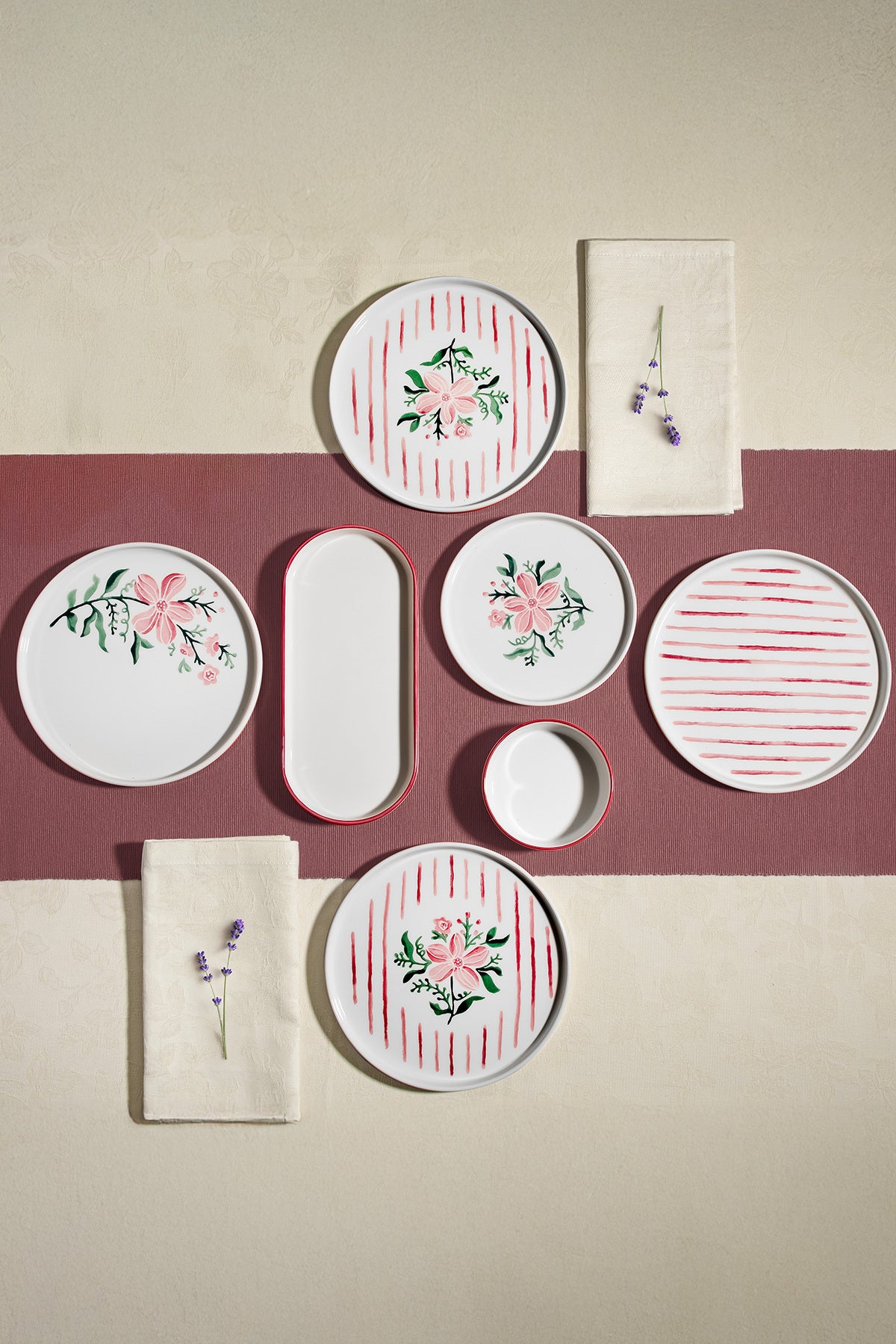 Line Flowers 6 Kişilik 13 Parça Seramik Kahvaltı Takımı