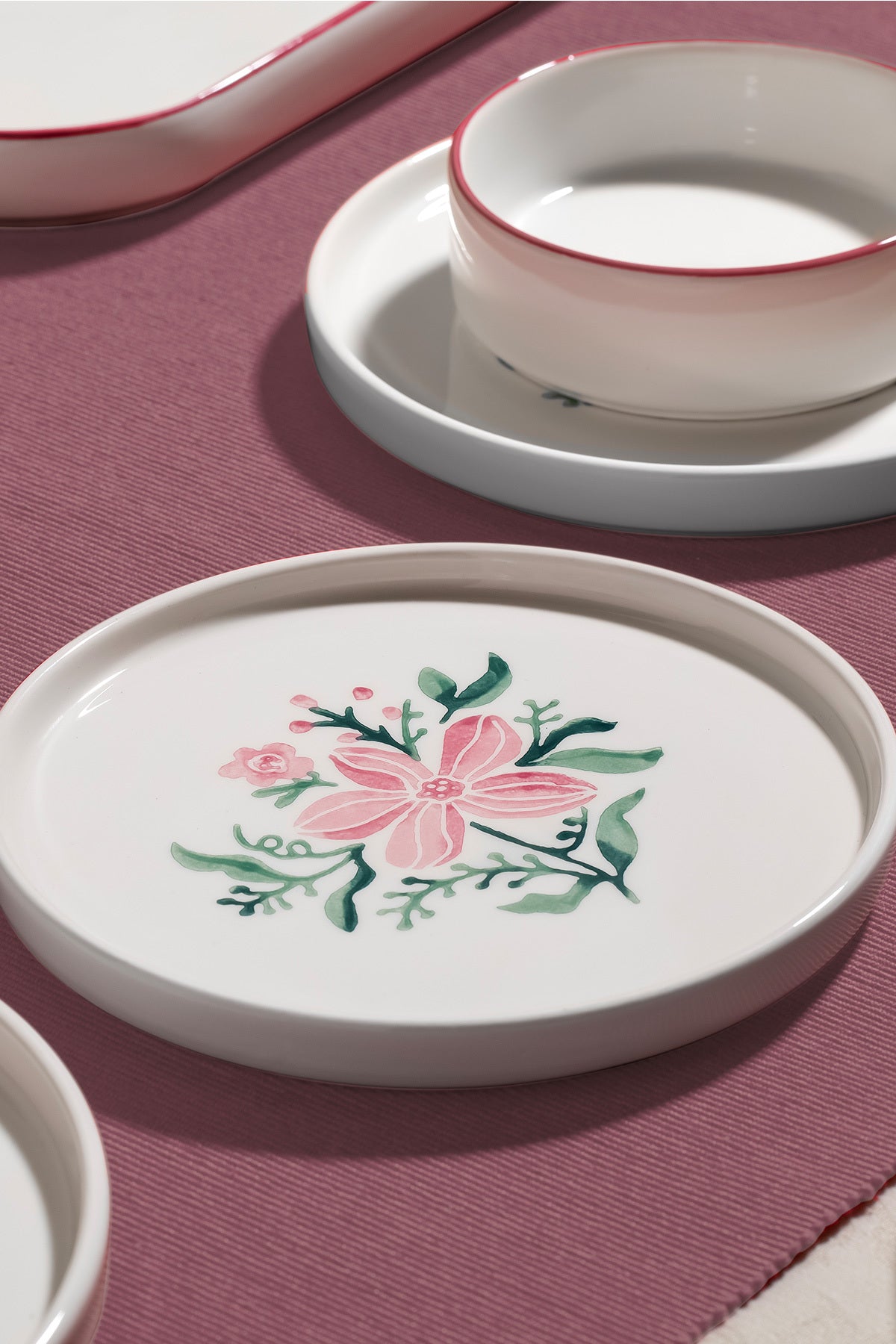 Line Flowers 6 Kişilik 13 Parça Seramik Kahvaltı Takımı