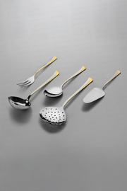 Maksi Altın Sade 5 Parça Paslanmaz Çelik Servis Takımı