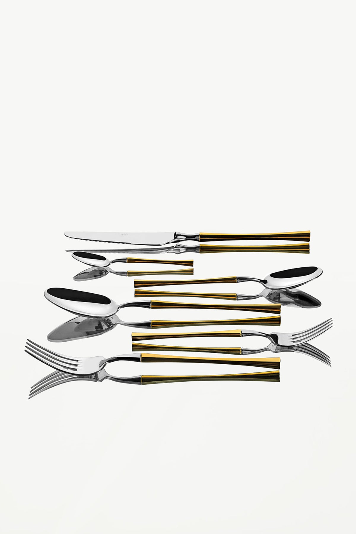 Marbella Altın Sade 12 Kişilik 72 Parça Kutulu Çatal Kaşık Bıçak Takımı